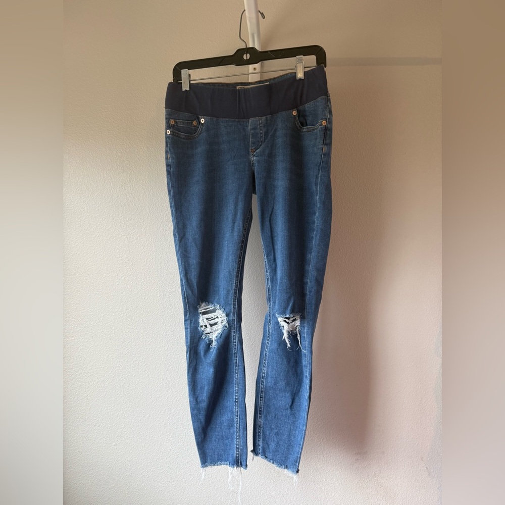 Women's ASOS Blue Maternity Distressed Skinny Jeans